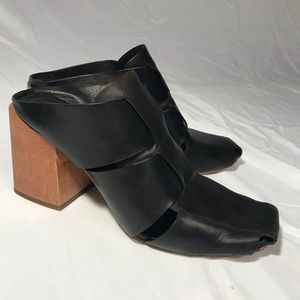 Donald / Pliner Black Leather Mules Size 8